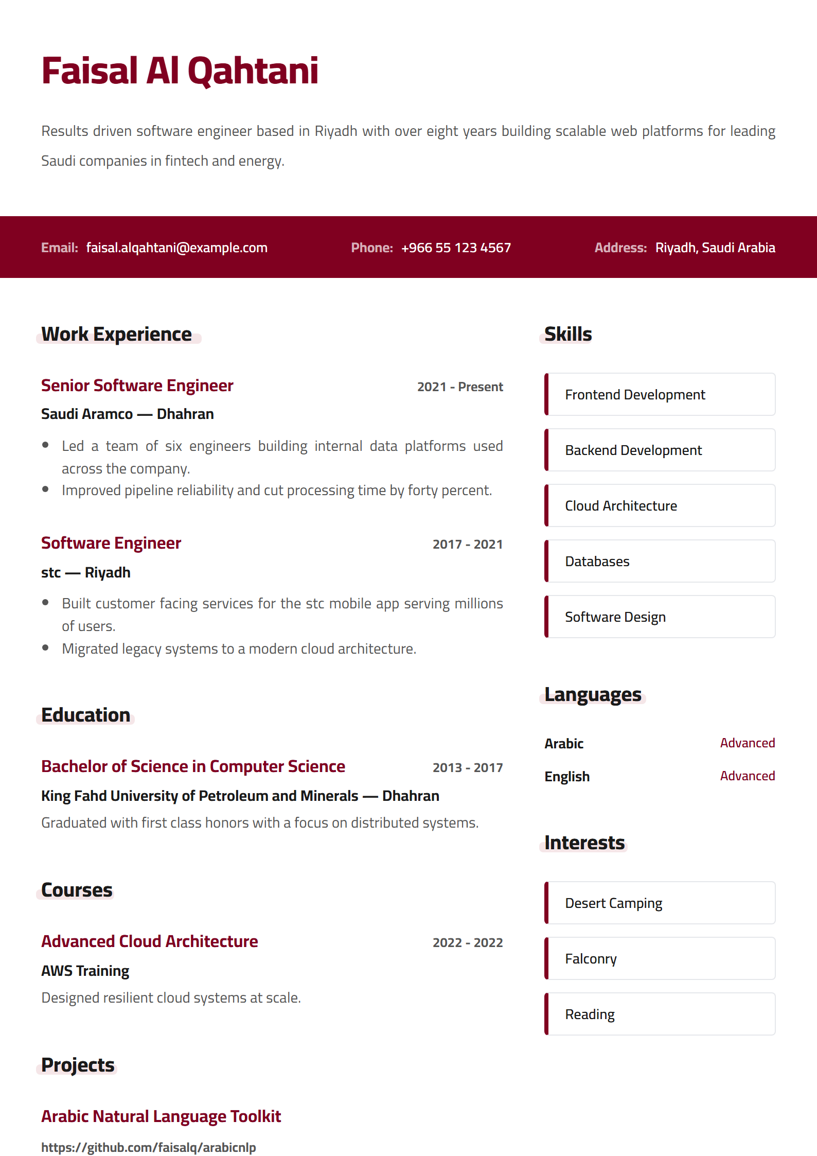 Elegant resume template